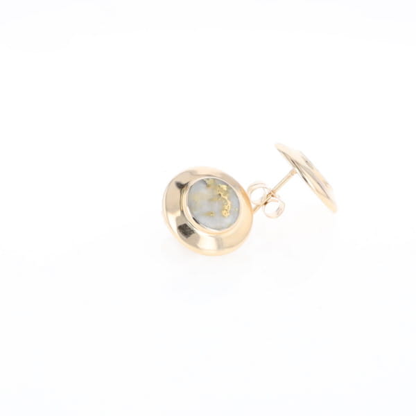 Superior Quality Gold Quartz Inlaid Circle Stud Earrings