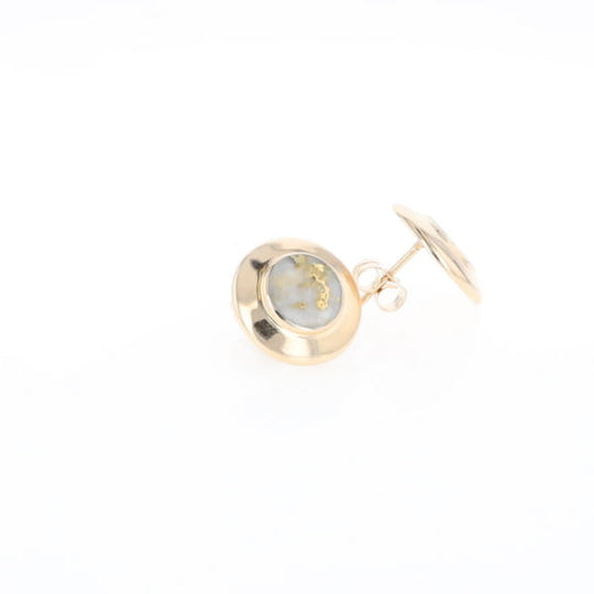 Superior Quality Gold Quartz Inlaid Circle Stud Earrings