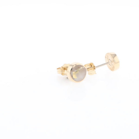 Gold Quartz Earrings Round Inlaid Studs