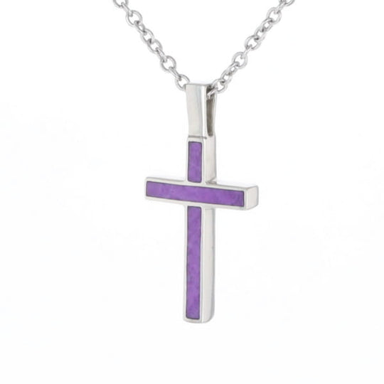 Sugilite 3 Section Inlaid Cross Pendant