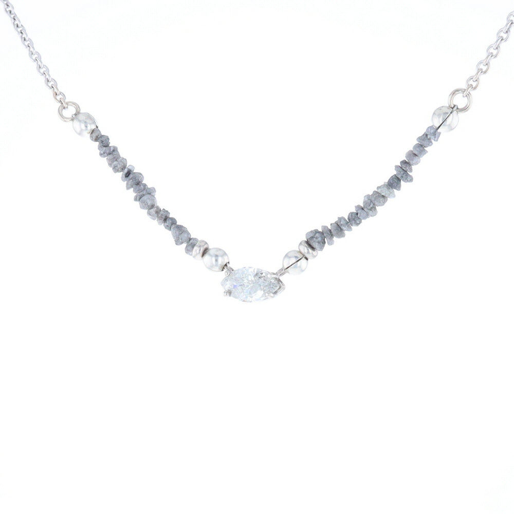 Marquise Diamond Necklace with Rough Diamond Beads