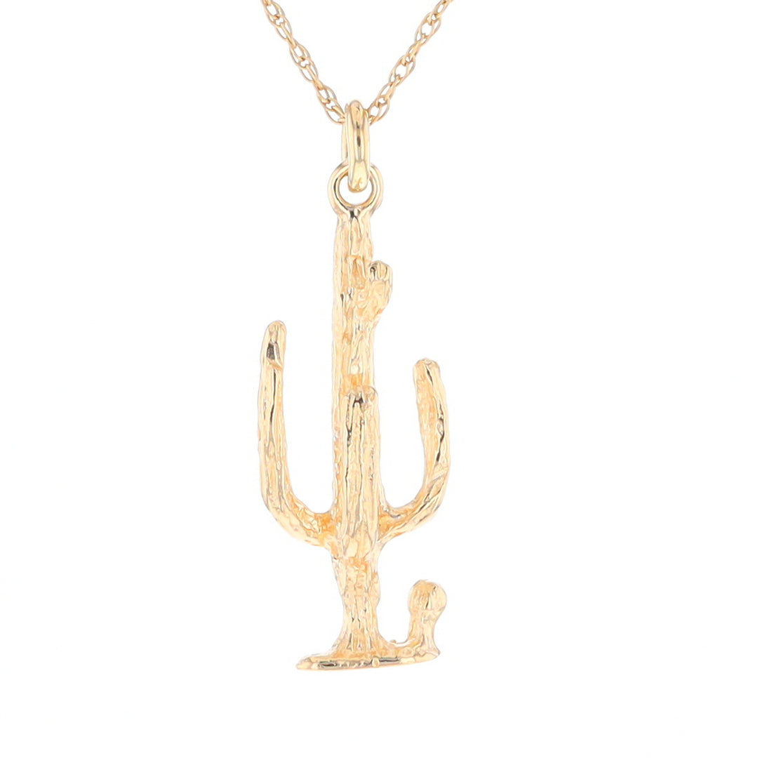 Gold Saguaro Cactus Figure Pendant