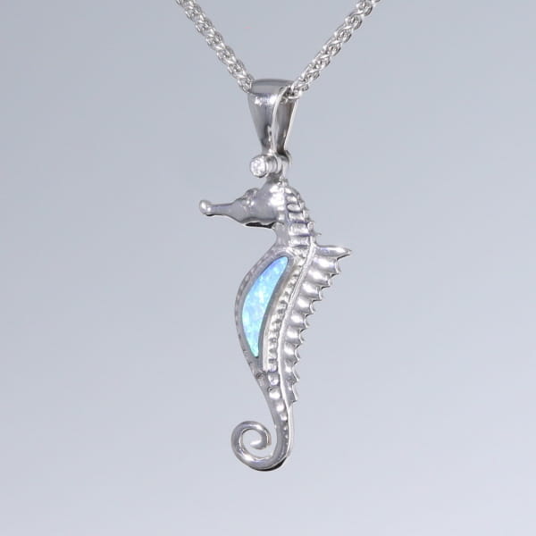Opal Pendant Inlaid Realistic Sea Horse Design