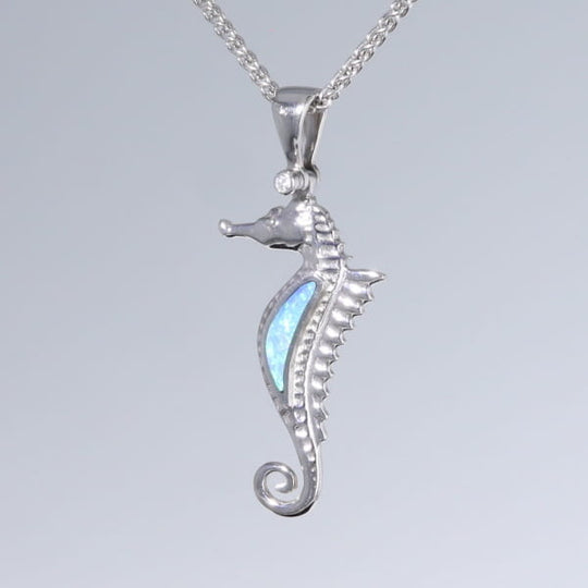 Opal Pendant Inlaid Realistic Sea Horse Design