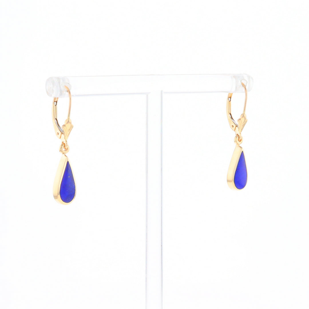 Lapis Tear Drop Inlaid Lever Backs