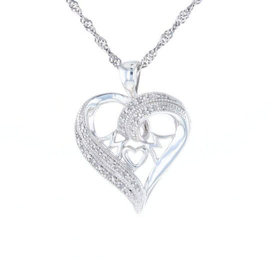 "MOM" Diamond Heart Pendant