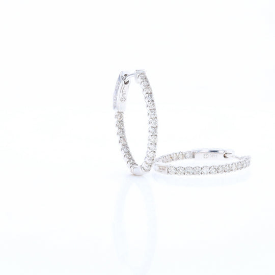 Oval Diamond Hoops Earrings