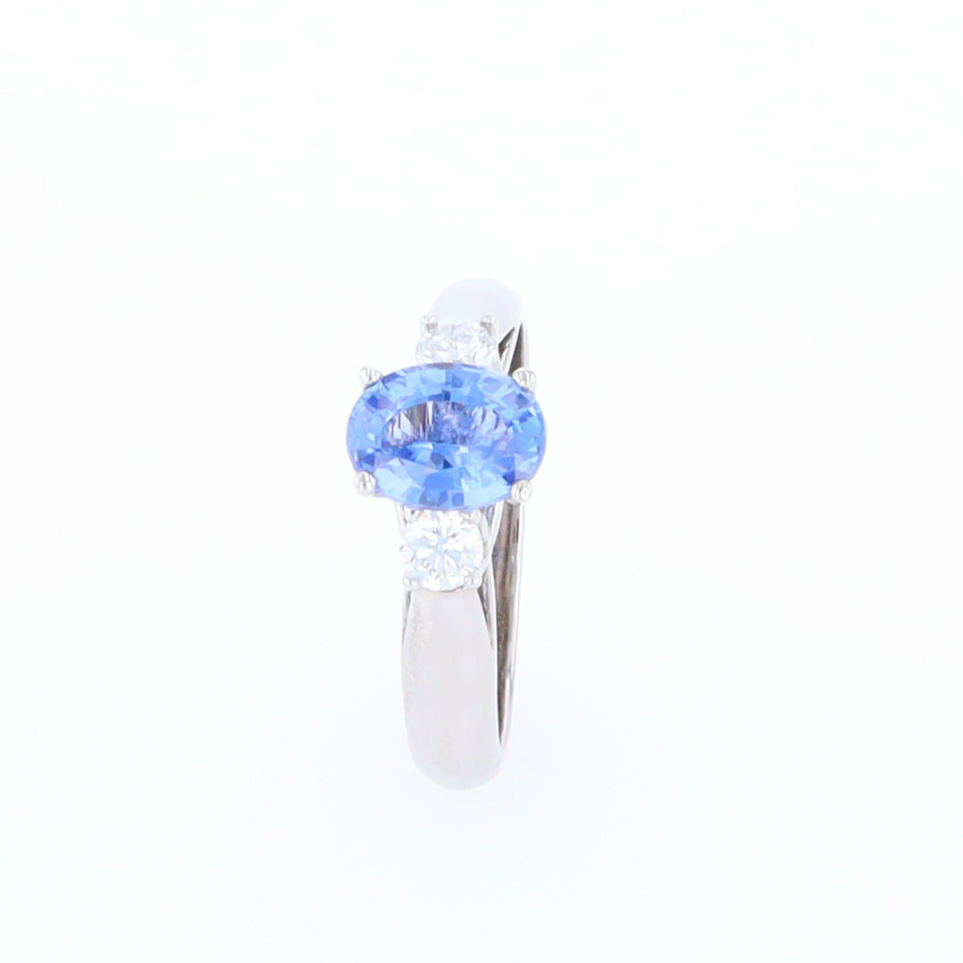 Ceylon Sapphire Three-Stone Trellis Ring