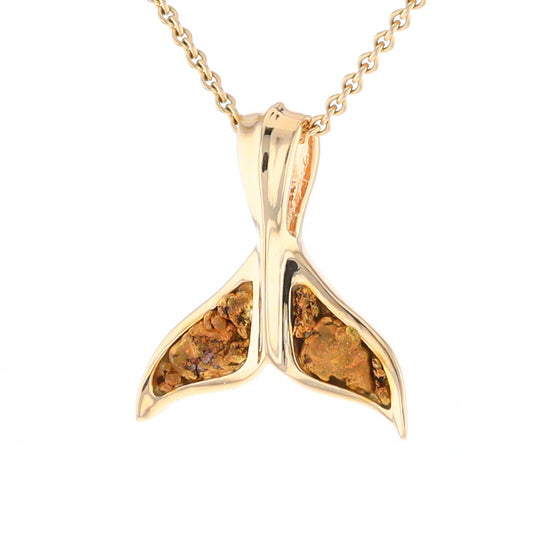 Whale Tail Necklaces Double Natural Nuggets Inlaid Sea Life Pendant