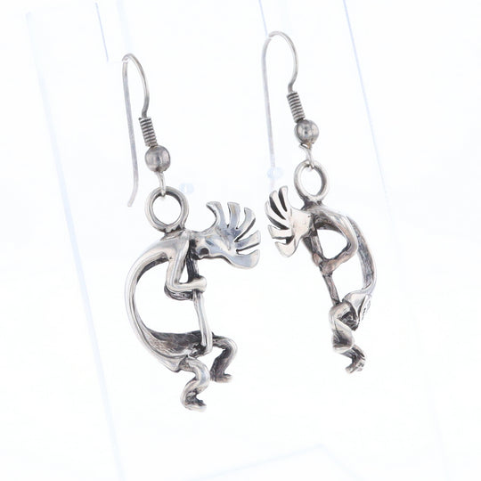 Silver Kokopelli Dangle Earrings