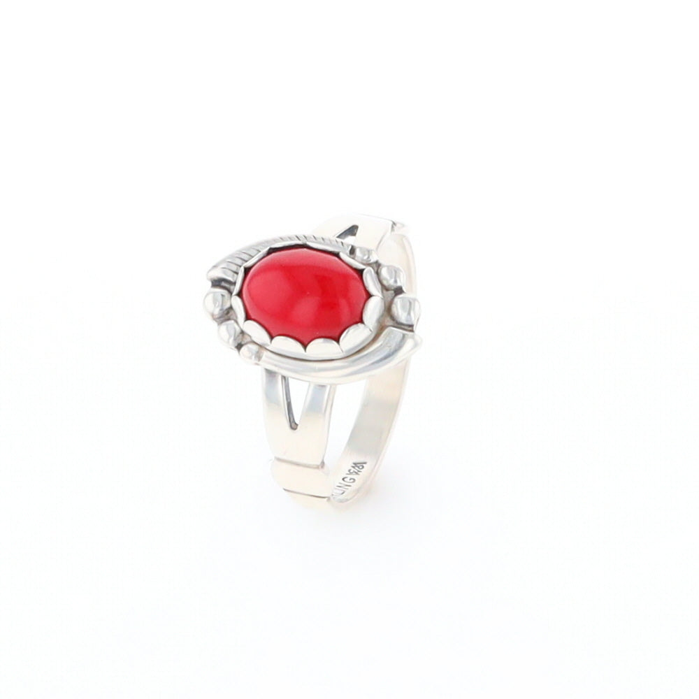 Native American Oval Coral Ring