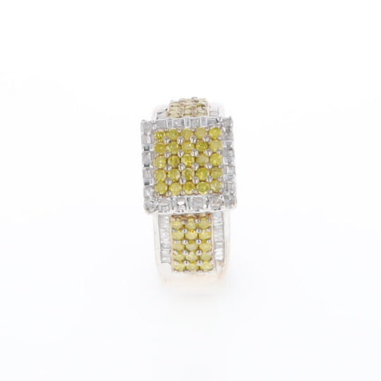 Yellow and White Diamond Filigree Design Ring