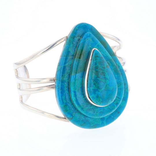 3-Layer Turquoise Raindrop Sterling Silver Cuff