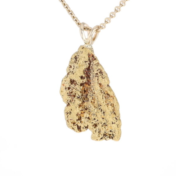 Gold Natural Nugget Flat Pendant