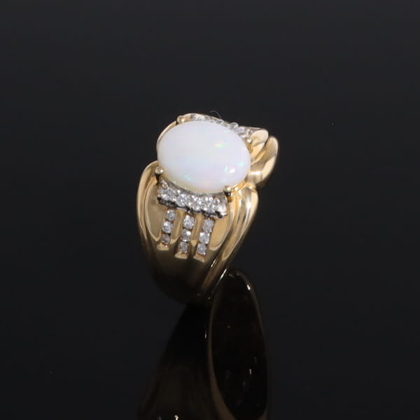 Opal Diamond Channels Ring