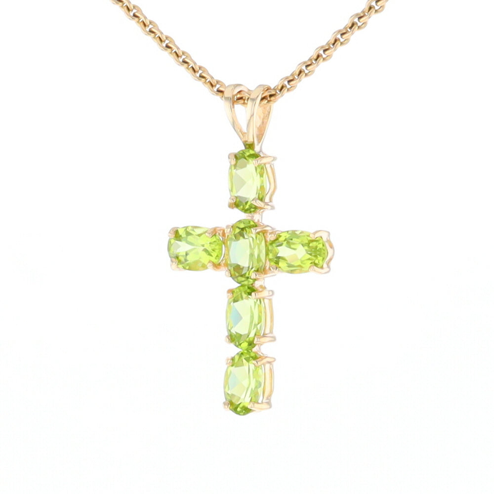 Oval Peridot Cross Pendant