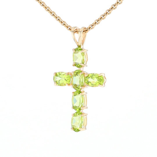 Oval Peridot Cross Pendant