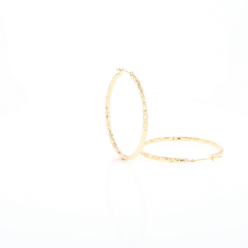 Textured Hollow Diamond Cut Hoop Earrings