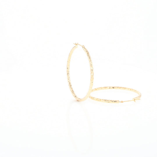 Textured Hollow Diamond Cut Hoop Earrings