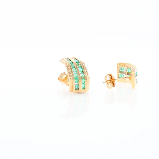 Semi-Hoop Channel Emerald Earrings