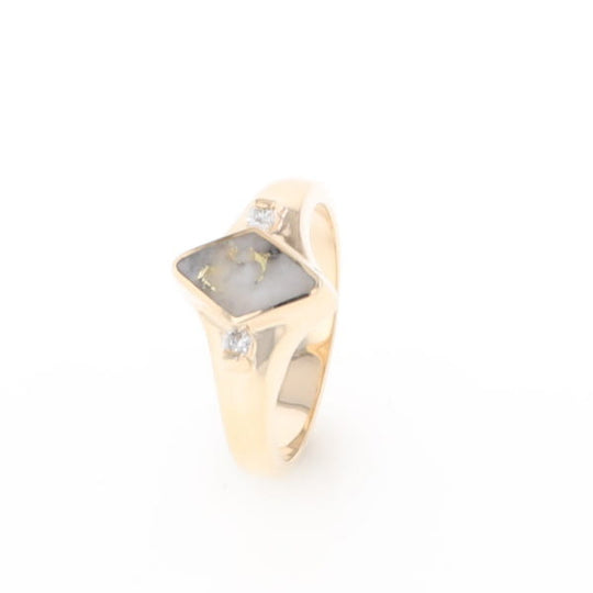G2 Gold Quartz Ring Diamond Shape Inlaid with 0.05ctw Round Diamonds