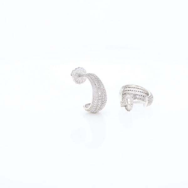 Diamond Half Hoop Stud Earrings