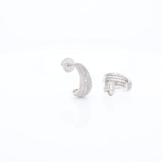 Diamond Half Hoop Stud Earrings