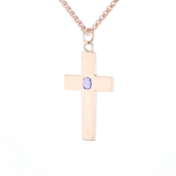 Cross Pendant with Purple Sapphire