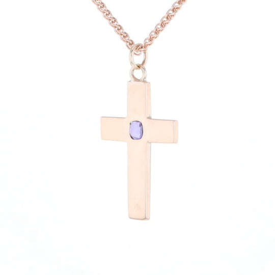 Cross Pendant with Purple Sapphire