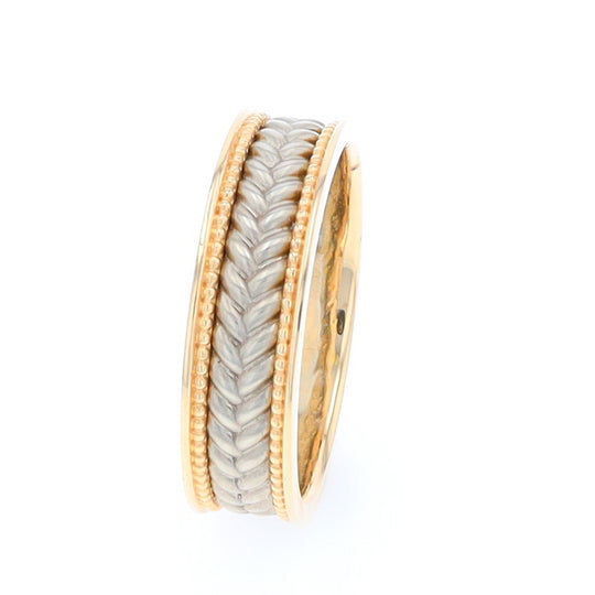 Braided White and Yellow Gold Men's Ring