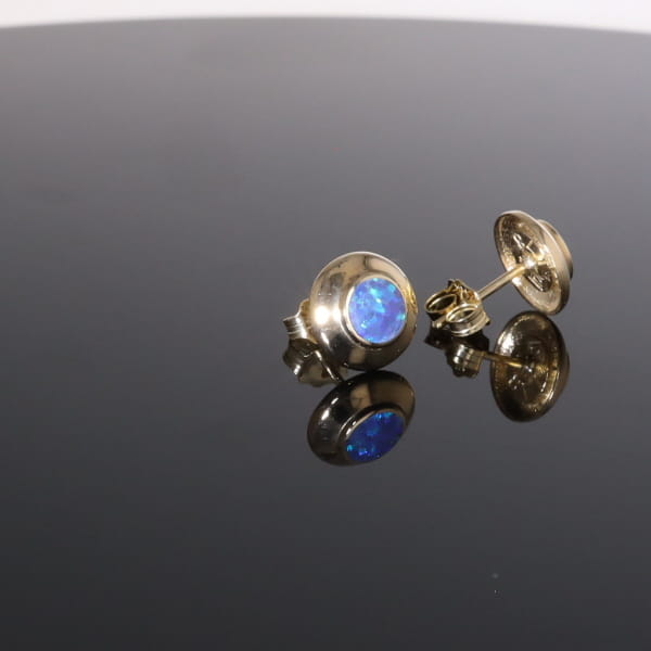 Opal Earrings Round Inlaid Design Studs