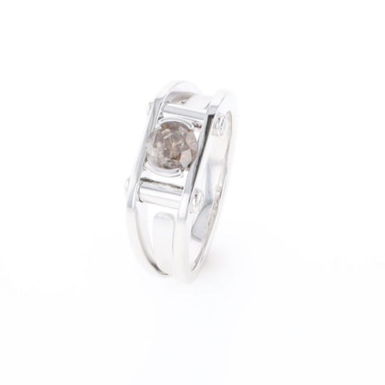 Men's Contemporary White Gold Industrial Brown Diamond Ring