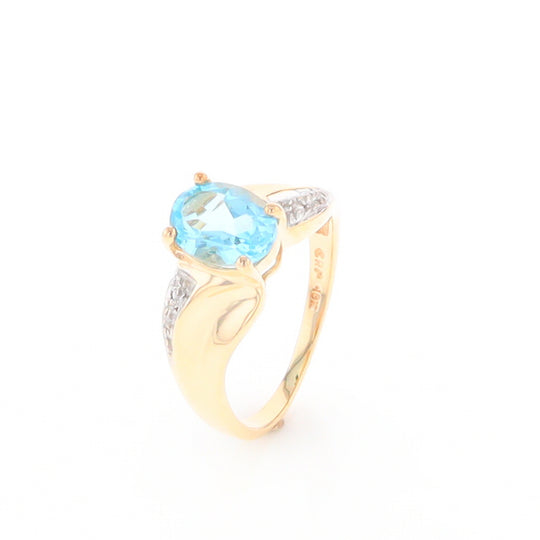 Blue Topaz Ring with Diamond Accents