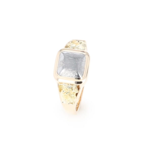 Meteorite & Gold Nugget Ring