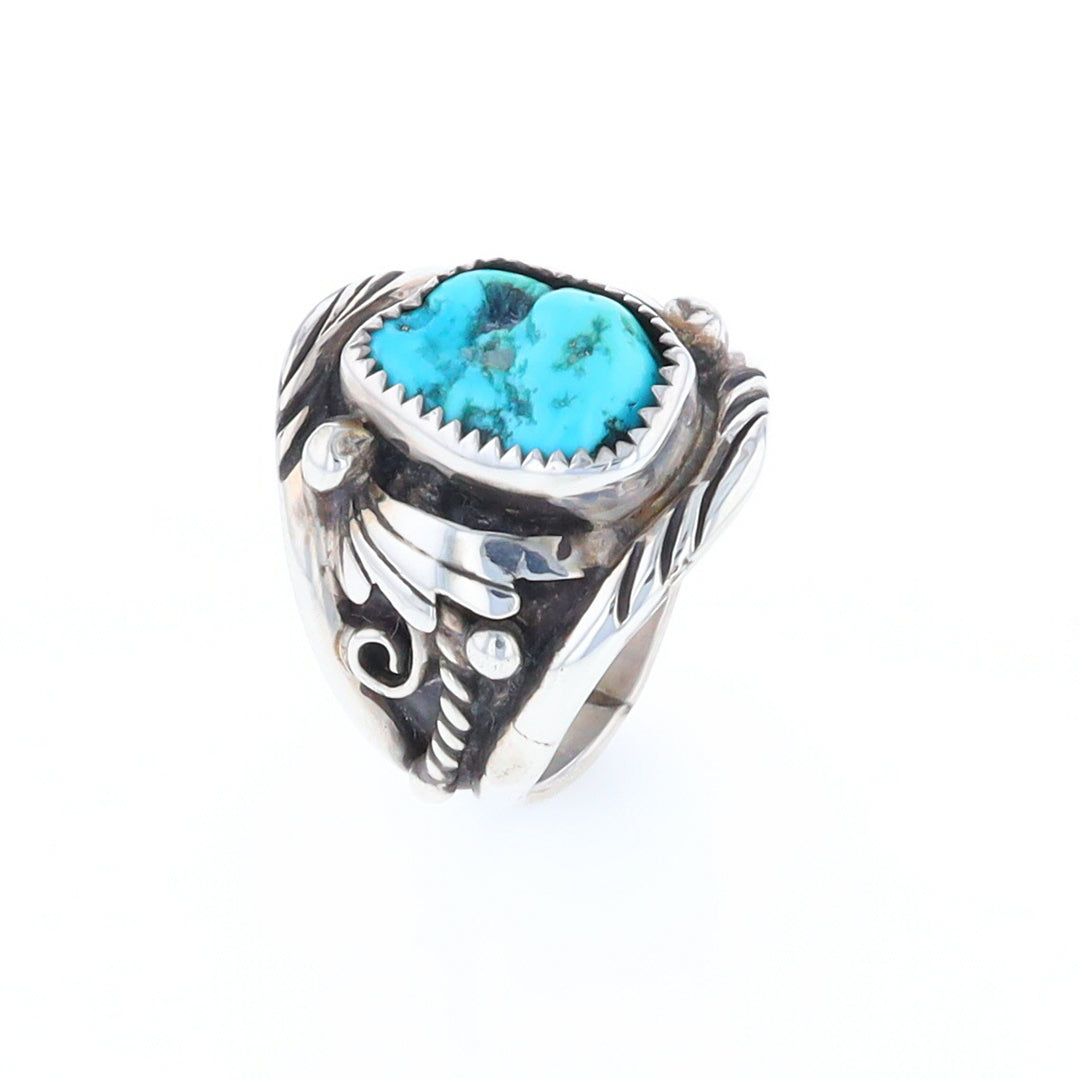 Navajo Turquoise and Feather Design Ring