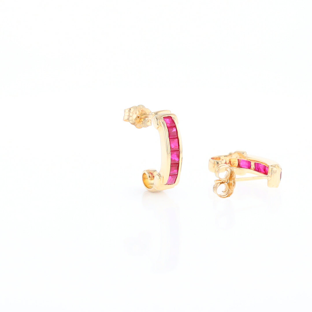 Channel Ruby Semi-Hoop Earrings