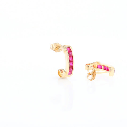 Channel Ruby Semi-Hoop Earrings