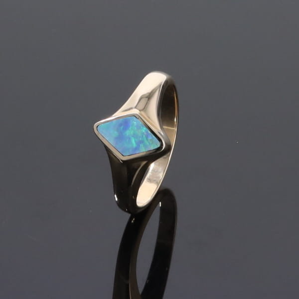 Opal Rings Diamond Shape Inlaid Design