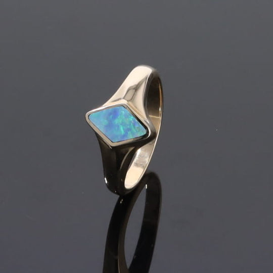 Opal Rings Diamond Shape Inlaid Design
