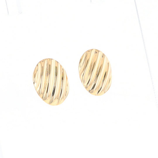 Gold Scorred Disc Stud Earrings