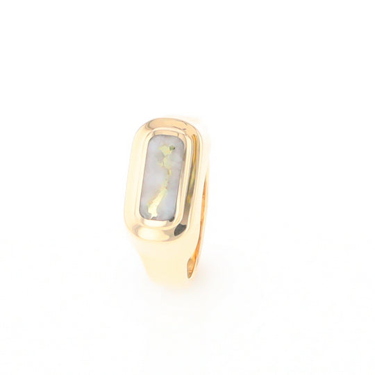 Gold Quartz Ring Oval Inlaid Design - G2