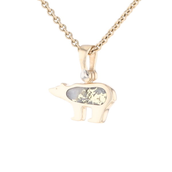 Gold Quartz Inlaid Polar Bear Pendant