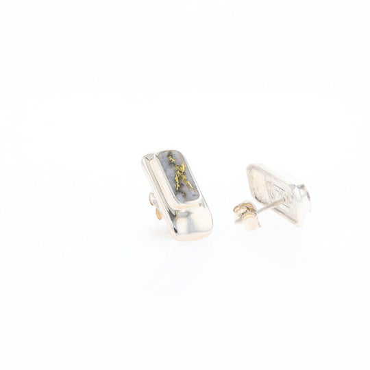 Gold Quartz Inlaid Rectangle Stud Earrings - G3