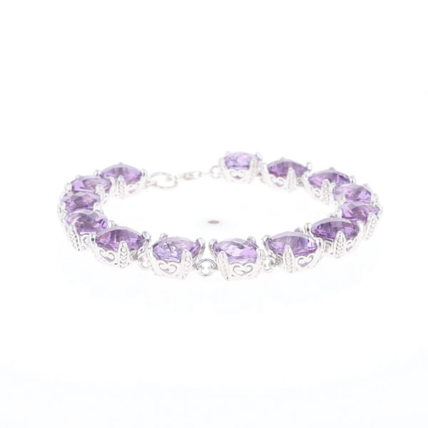 Amethyst Bracelet With Silver Filigree