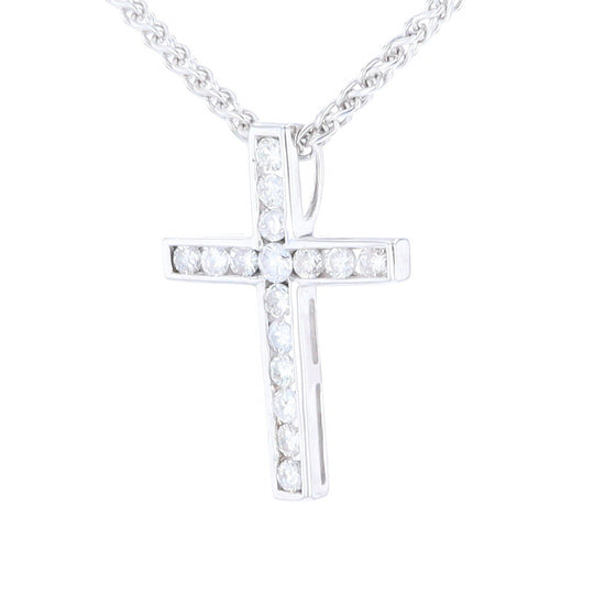 Channel Set Diamond Cross Pendant