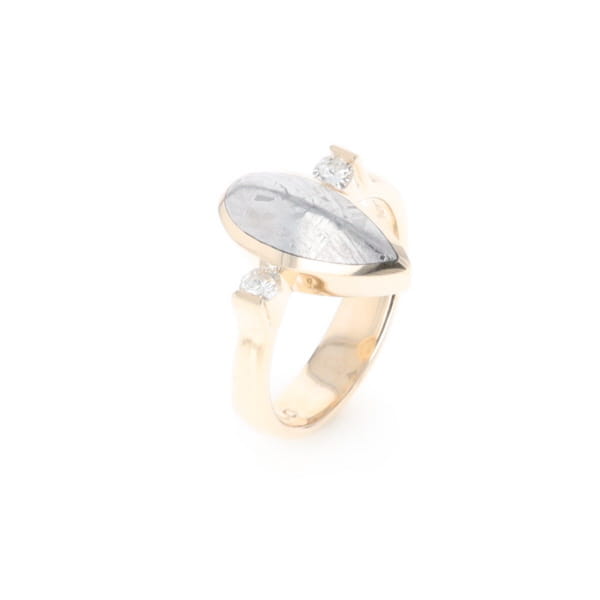 Meteorite Pear Shape Inlay Ring