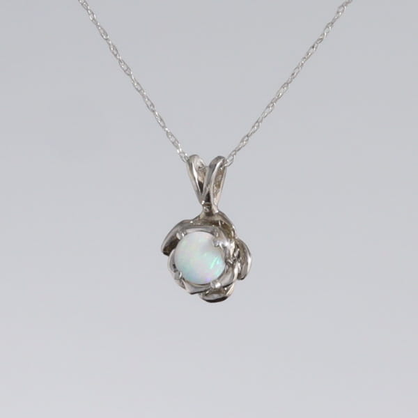 White Opal Flower Pendant