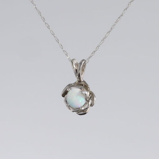 White Opal Flower Pendant