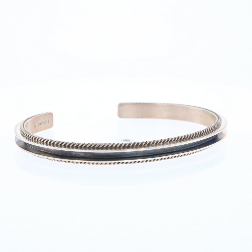 Sterling Silver Blackened Rope Cuff Bracelet