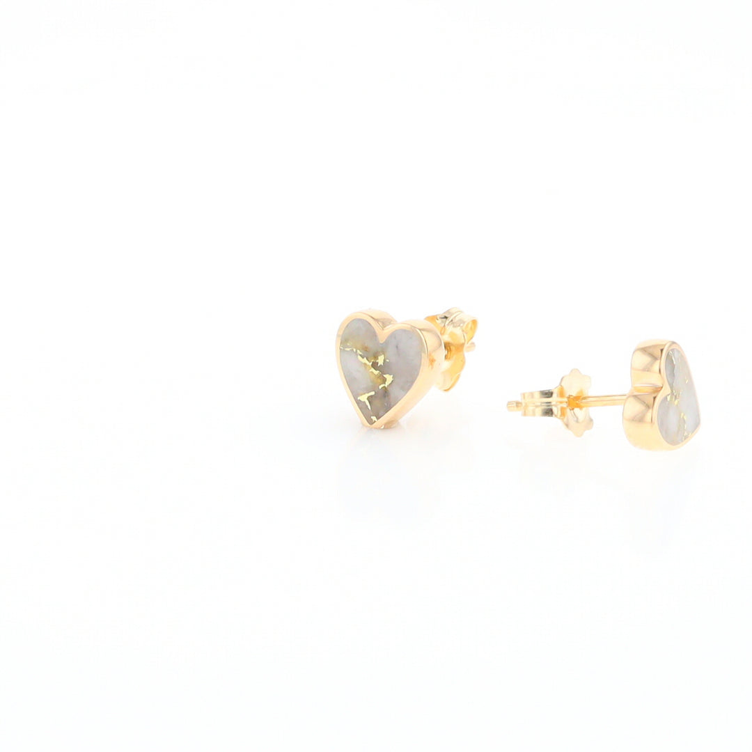 Gold Quartz Heart Stud Earrings - G2